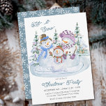 Laat het Sneeuwfeest Snowman met kerstfeest Kaart<br><div class="desc">Snowman Kerstfeest uitnodiging. Ontwerp van een waterverf met een mooie sneeuwpop omgeven door kerstbomen. De uitnodiging voor het winterseizoen wordt geletterd met "laat het sneeuwen" en u kunt de resterende tekst personaliseren.</div>