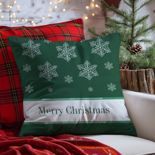Laat het Sneeuwfeestdag Pillow, Green Kussen (Green Let it Snow Holiday Throw Pillow)