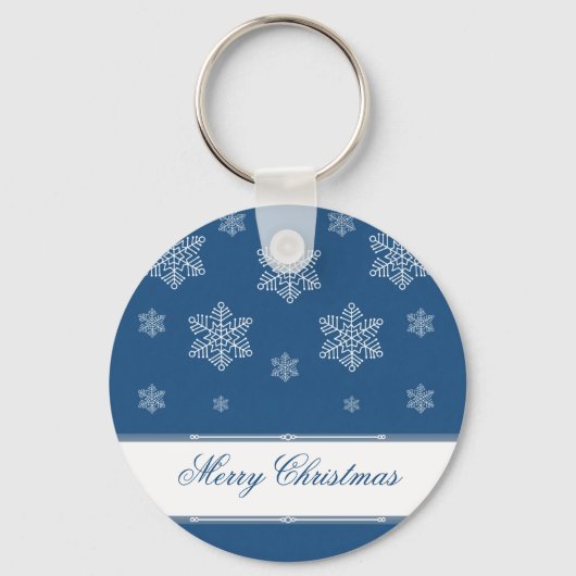 Laat het Sneeuwfeestdag Sleutelhanger, Royal Blue Sleutelhanger (Voorkant)