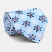 Laat het Sneeuwflake Sky Blue Single-Sided Sneeuwb Stropdas (Opgerold)
