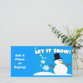 Laat het sneeuwfotokaart feestdagenkaart (Staand voorkant)