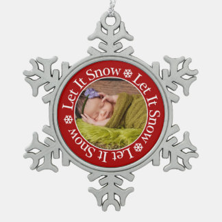 Laat het sneeuwfotosjabloon Snowflake met Kerstmis Tin Sneeuwvlok Ornament