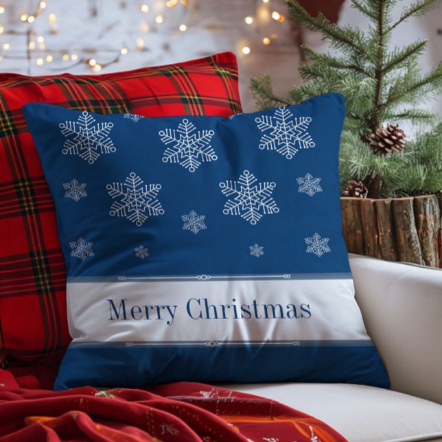 Laat het sneeuwgalerij Pillow, blauw Kussen (Blue Let it Snow Holiday Throw Pillow)
