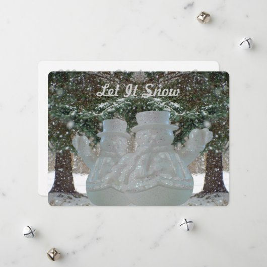 Laat het sneeuwgolven Snowmen Feestdagenkaart (Voorkant / Achterkant in situ)