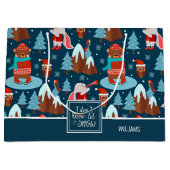 Laat het sneeuwkampertje blauw kerstfeest groot cadeauzakje (Voorkant)