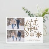 Laat het sneeuwkerstvakantie 2 fotokaart feestdagenkaart (Staand voorkant)
