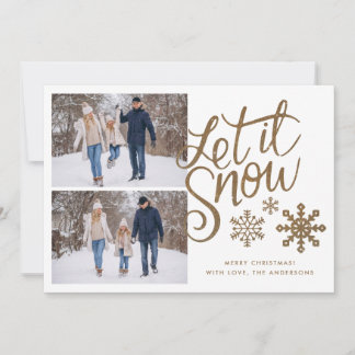 Laat het sneeuwkerstvakantie 2 fotokaart feestdagenkaart