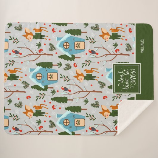 Laat het Sneeuwklop Reindeerpatroon met de naam Gr Sherpa Deken (Voorkant (horizontaal))