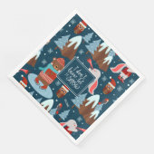 Laat het sneeuwklote dier met de naam Blauwe Kerst Servet (Hoek)