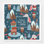 Laat het sneeuwklote dier met de naam Blauwe Kerst Servet (Voorkant)