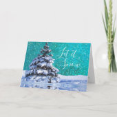 Laat het sneeuwkussen de wintersneeuw elegant werp feestdagen kaart (Voorkant)