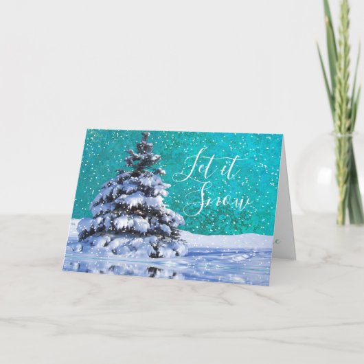 Laat het sneeuwkussen de wintersneeuw elegant werp feestdagen kaart (Voorkant)