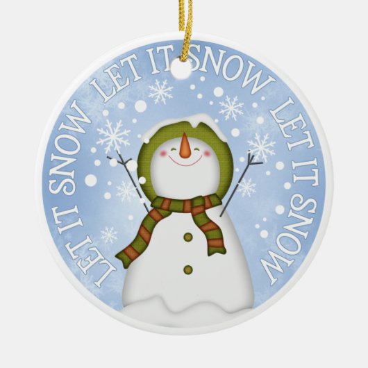 Laat het Sneeuwman Double Sided Sneed Keramisch Ornament (Voorkant)