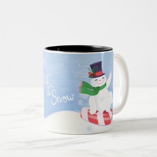 Laat het Sneeuwman en Pepermunt Tweekleurige Koffiemok (Voorkant rechts)