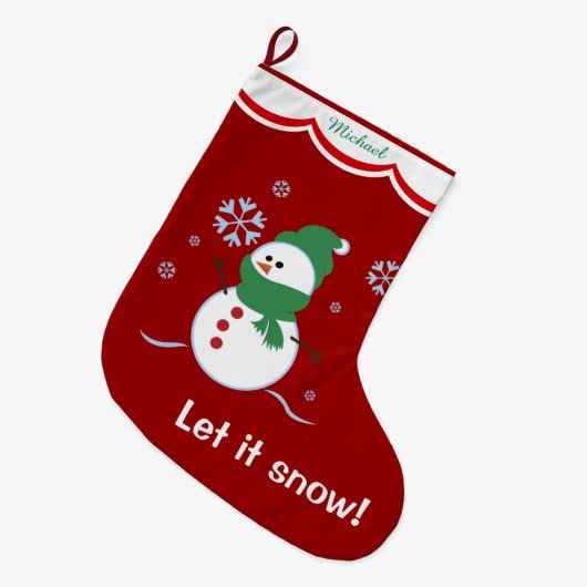 Laat het Sneeuwman personaliseren Grote Kerstsok (Voorkant (Hangend))