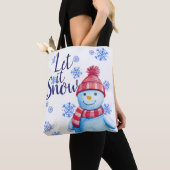 Laat het Sneeuwman sneeuwen met Snowflakes Tote Bag (Dichtbij)