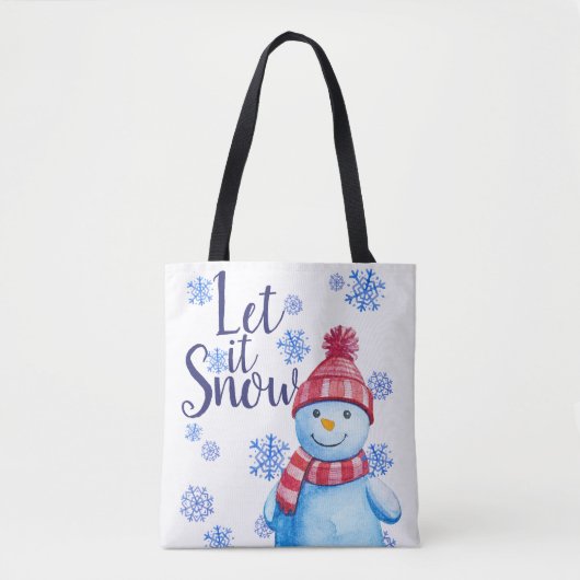 Laat het Sneeuwman sneeuwen met Snowflakes Tote Bag (Voorkant)