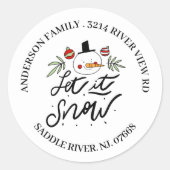 Laat het Sneeuwman Winter Adres Label Sticker (Voorkant)