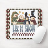 Laat het Sneeuwmannen Kerstmis Mousepad Sneeuwen Muismat (Met muis)