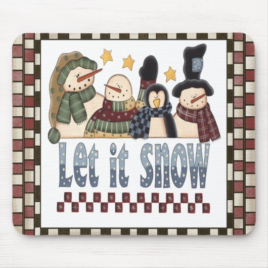 Laat het Sneeuwmannen Kerstmis Mousepad Sneeuwen Muismat (Voorkant)
