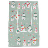 Laat het sneeuwmannen sneeuwen met sneeuwvlokken medium cadeauzakje (Achterkant)