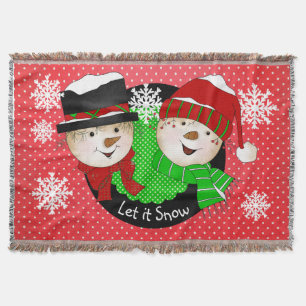Laat het sneeuwnende Snowmen Holiday Throw Deken