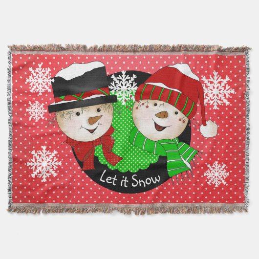 Laat het sneeuwnende Snowmen Holiday Throw Deken (Voorkant)