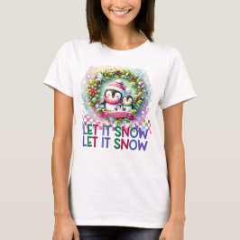Laat het Sneeuwpinguïn Familie Kerst T-Shirt