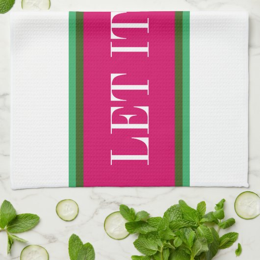 LAAT HET SNEEUWPLEZIER Helderroze Groen Witte Stre Theedoek (Gevouwen)