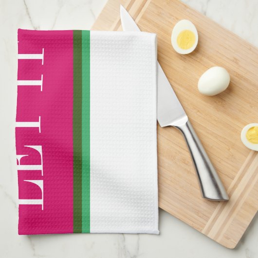 LAAT HET SNEEUWPLEZIER Helderroze Groen Witte Stre Theedoek (Quarter Fold)