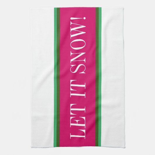 LAAT HET SNEEUWPLEZIER Helderroze Groen Witte Stre Theedoek (Verticaal)
