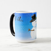 Laat het sneeuwpoppetje sneeuwen. magische mok (Voorkant links)