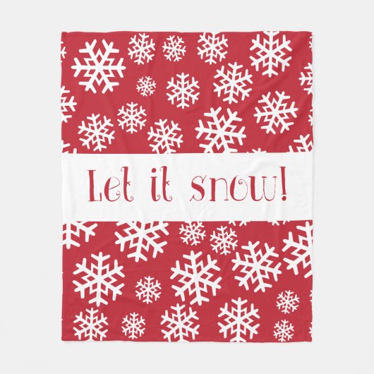 Laat het Sneeuwrood en wit Snowflake Patroon Sneeu Fleece Deken (Voorkant)