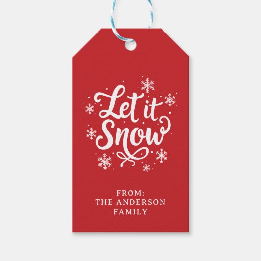 Laat het Sneeuwrood gepersonaliseerd Cadeaulabel (Voorkant)