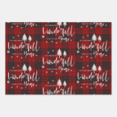 Laat het Sneeuwrood Plaid Vrolijk Kerstcitaat Cade Inpakpapier Vel (Voorkant 3)