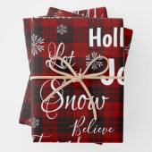 Laat het Sneeuwrood Plaid Vrolijk Kerstcitaat Cade Inpakpapier Vel (In situ)