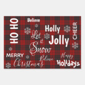 Laat het Sneeuwrood Plaid Vrolijk Kerstcitaat Cade Inpakpapier Vel (Voorkant)