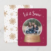 Laat het Sneeuwrood Sneeuw Wereldbol Kerstkaart (Voorkant / Achterkant)