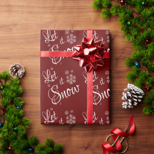 Laat het Sneeuwrood Wit Sneeuwvlok Kerstmis Cadeaupapier