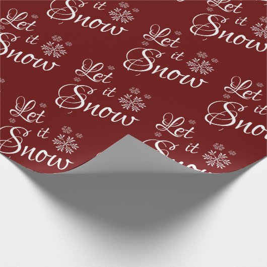 Laat het Sneeuwrood Wit Sneeuwvlok Kerstmis Cadeaupapier (Hoek)