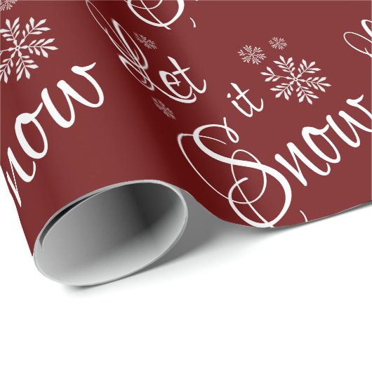 Laat het Sneeuwrood Wit Sneeuwvlok Kerstmis Cadeaupapier (Rol Hoek)