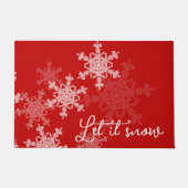 Laat het Sneeuwrood Wit Sneeuwvlokken Minimalistis Deurmat (Voorkant)