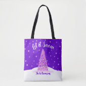 Laat het sneeuwroze kerstboom vakantie tote bag (Voorkant)