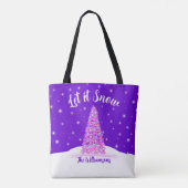 Laat het sneeuwroze kerstboom vakantie tote bag (Achterkant)