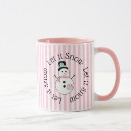 Laat het sneeuwroze Snowman kerstkoffie Mok