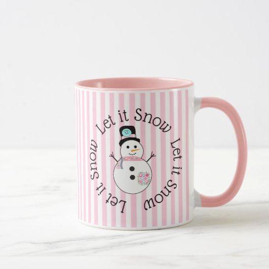 Laat het sneeuwroze Snowman kerstkoffie Mok (Rechts)