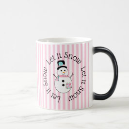 Laat het sneeuwroze Snowman kerstkoffie Mok
