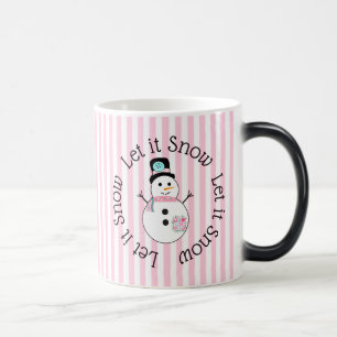 Laat het sneeuwroze Snowman kerstkoffie Mok