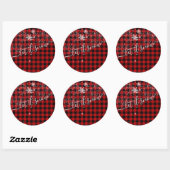 Laat het sneeuwscript Buffalo Plaid Vrolijke Kerst Ronde Sticker (Vel)
