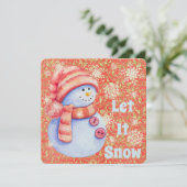Laat het Sneeuwse Snowman Holiday Flat Kaart sneeu (Staand voorkant)